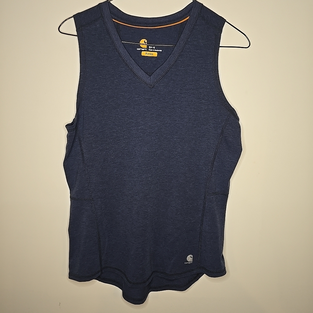 Carheartt Fitted Force Size Small Navy Blue Tank Top Sleeveless Shirt